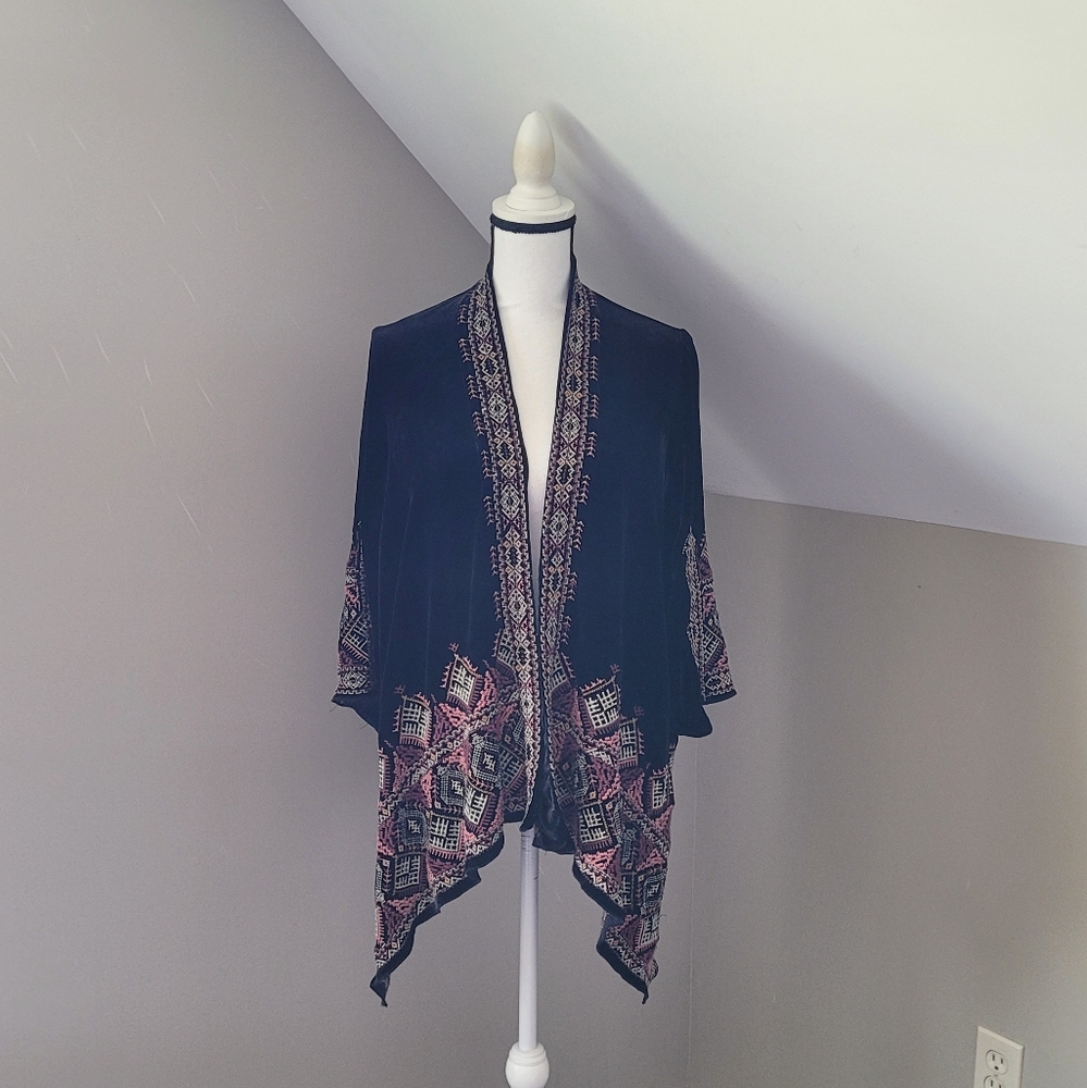 Johnny Was Aspen Velvet Draped Cardigan
